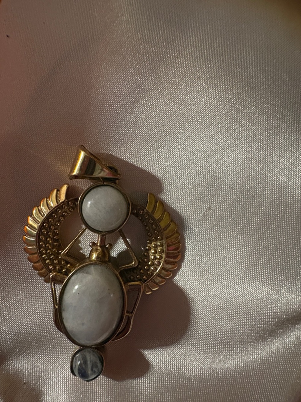 Gold-Tone Moonstone Scarab Pendant - Women Jewelry - Picture 2 of 3